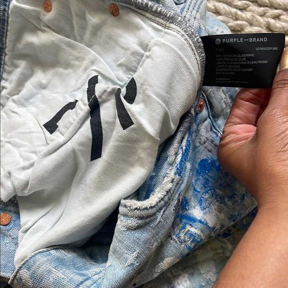 Purple Brand P001 Paint Over Light Bleach Monogram Jacquard Denim Jeans - Picture 7 of 10